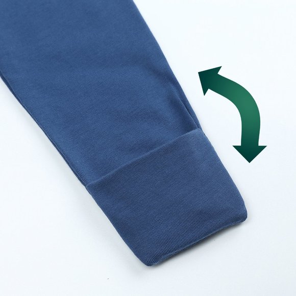 NWT*BABY ROMPER Long Sleeve Blue Cotton Mitted Footed Double Zipper Bodysuit Boy - Picture 9 of 15